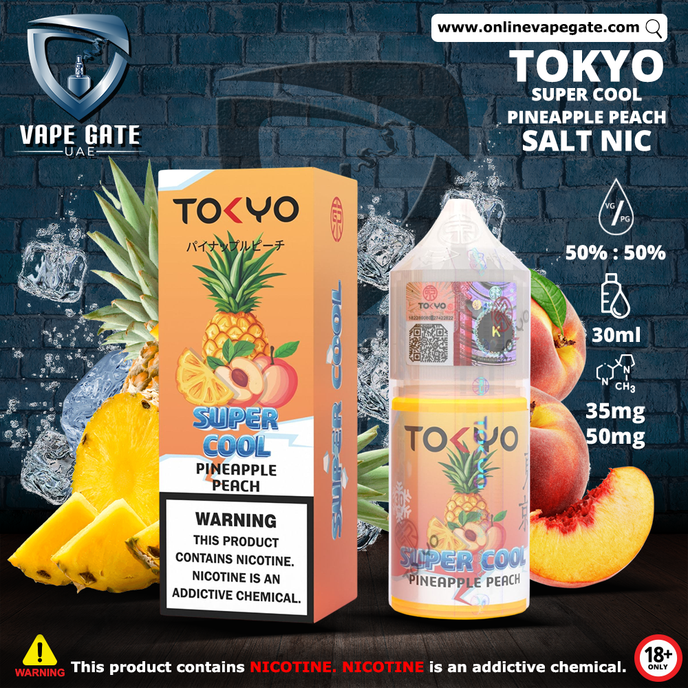 Tokyo Super Cool Pineapple Peach Saltnic 30ml vape offer delivery online dubai 2025