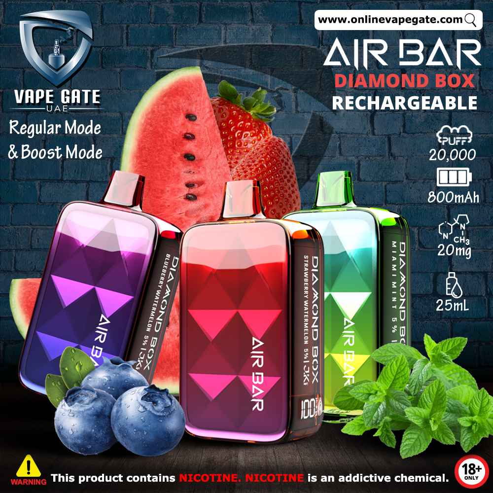 Air Bar - Diamond Box Rechargeable Disposable Vape (20,00 Puffs) VAPE DELIVERY SAME DAy ABU DHABI