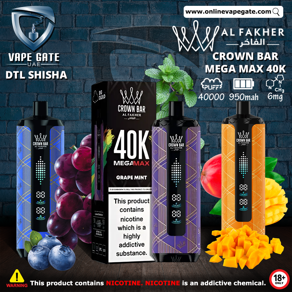 Al Fakher - Crown Bar Mega Max 40K Disposable Vape (40,000 Puffs) Higher Puffs Vape Dubai 2026