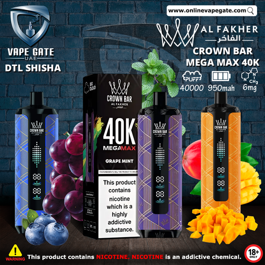 Al Fakher - Crown Bar Mega Max 40K Disposable Vape (40,000 Puffs) Higher Puffs Vape Dubai 2026