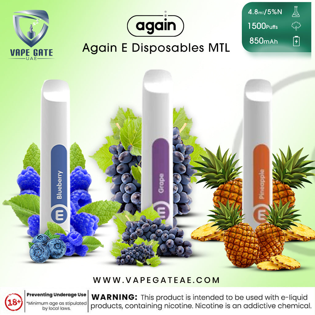 Again E Disposables MTL (50 mg - 1500puffs) Abudhabi Dubai Fujairah KSA