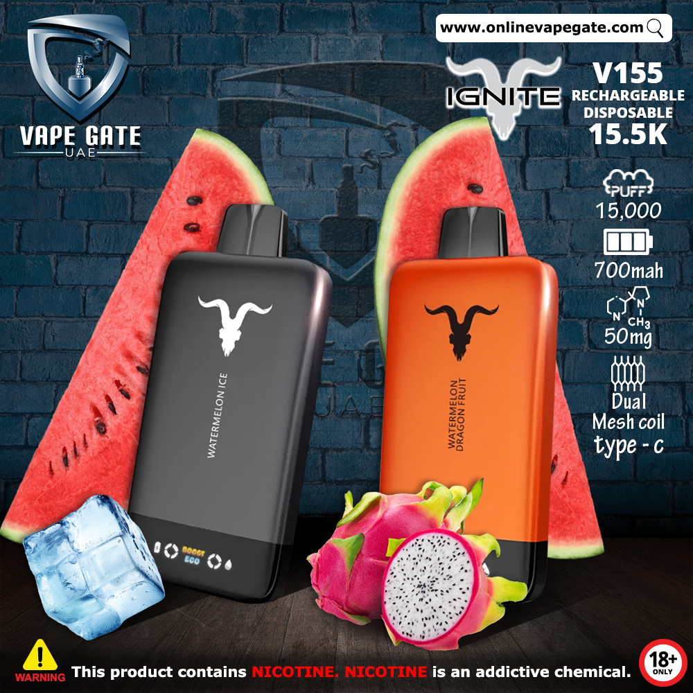 IGNITE - V155 Rechargeable Disposable Vape (15,500 Puffs) Vape Dubai 2025