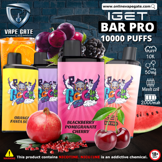 Iget Bar Pro Disposable Pod Device (10,000 PUFFS) VAPE OFFER ONLINE KHORFAKKAN