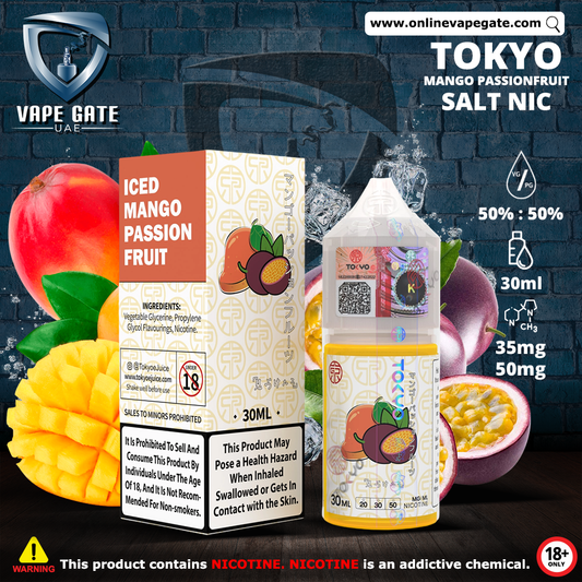 Tokyo Iced Mango Passionfruit Saltnic 30ml Vape Dubai Duty Free 2025