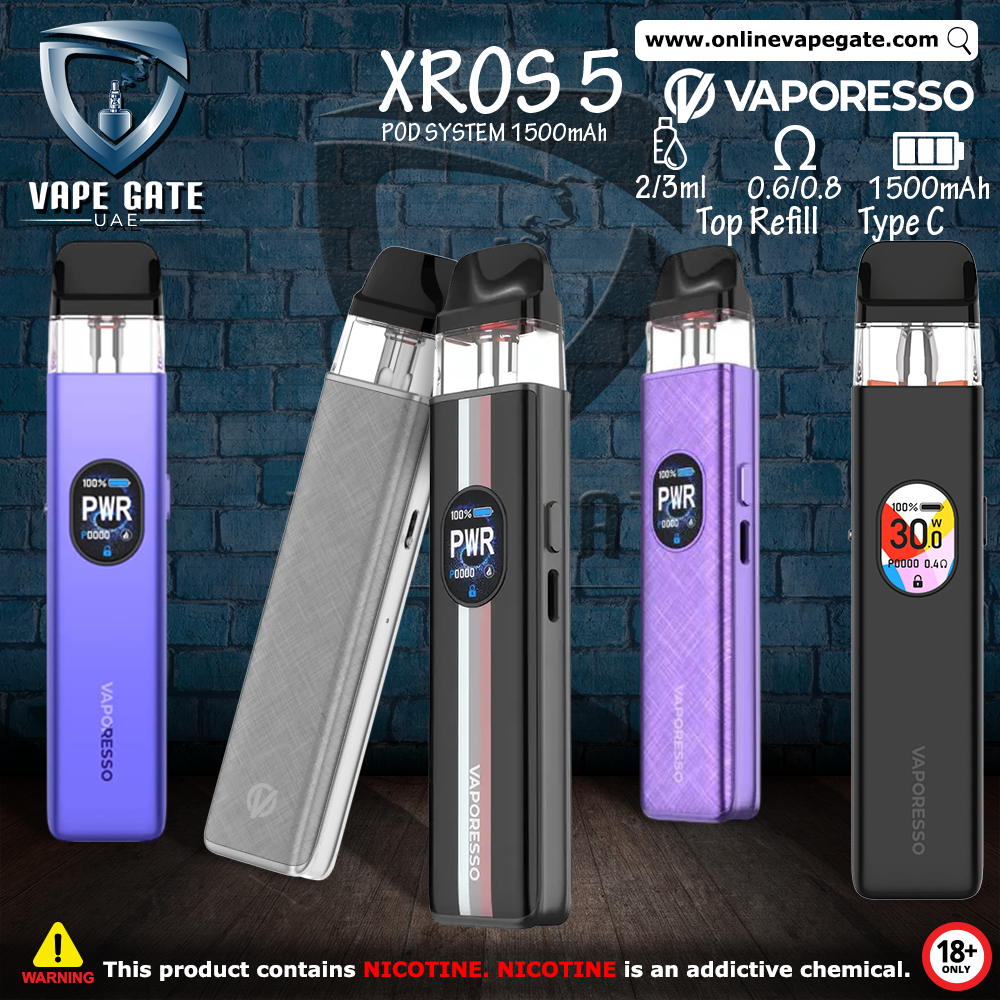 VAPORESSO XROS 5 POD SYSTEM 1500mAh Vape Dubai Dutyfree 2025