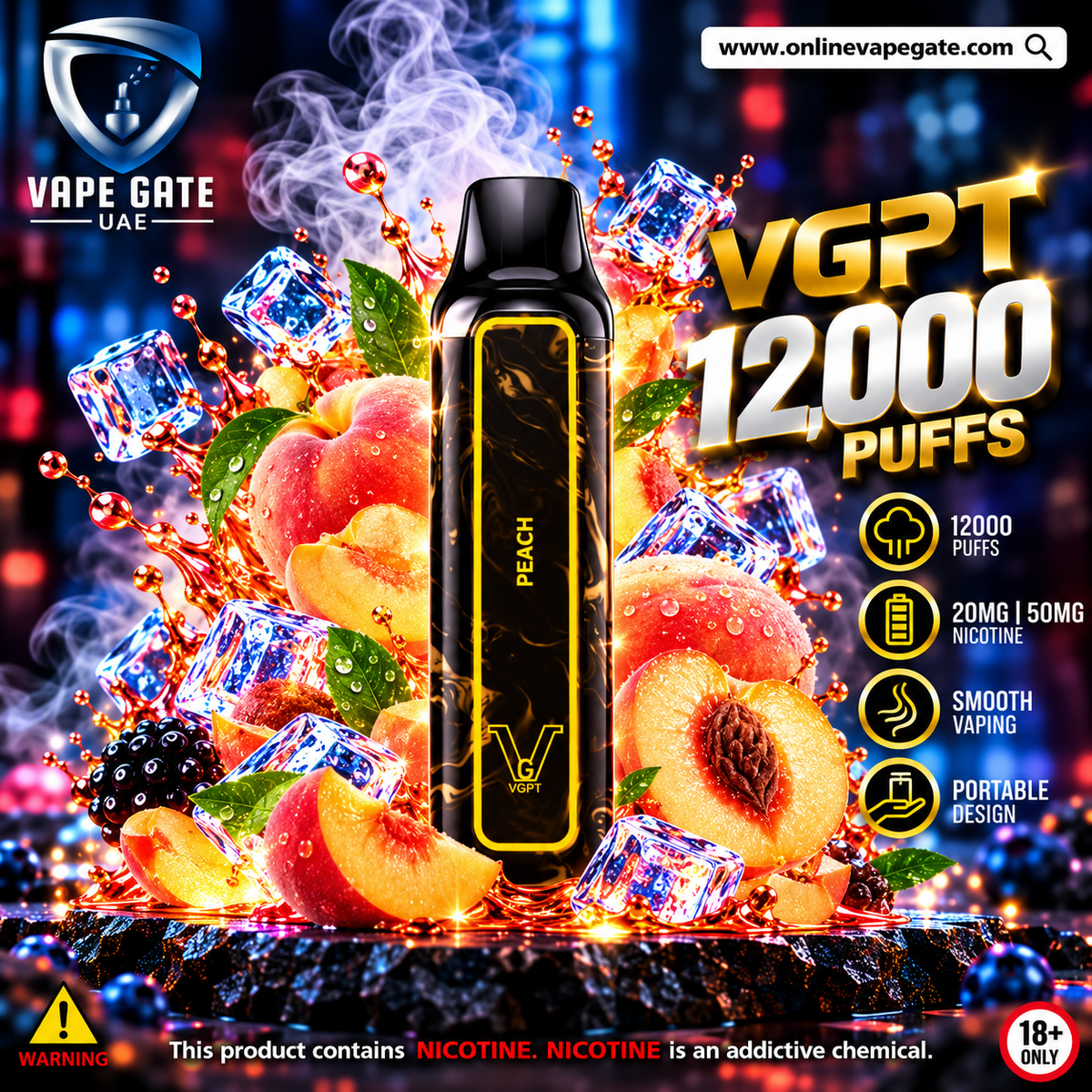 VGPT 12,000 Puffs Disposable Vape Peach - Vape Delivery Dubai