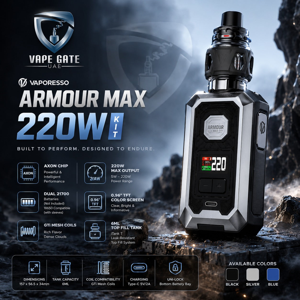 Vaporesso Armour Max 220W Starter Kit Vape Same Day Delivery Dubai