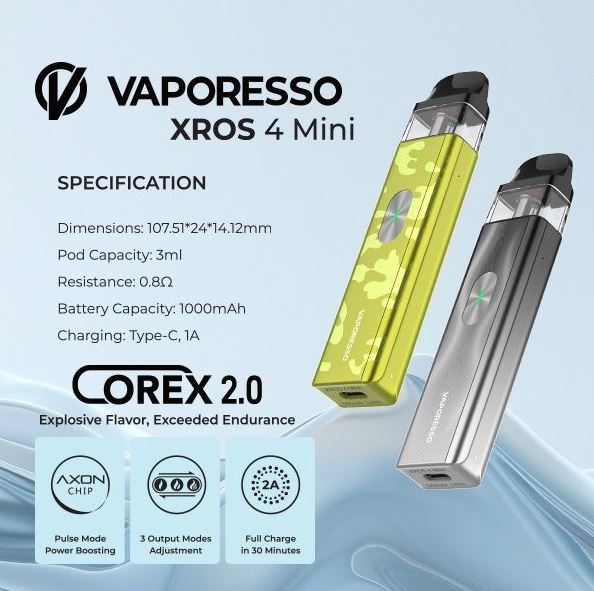 VAPORESSO XROS 4 MINI 1000mAh POD SYSTEM vape delivery dubai
