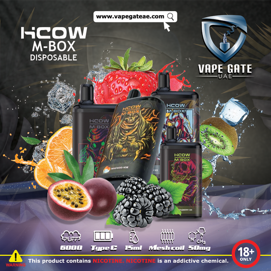 HCOW M-BOX DISPOSABLE VAPE 6000 PUFFS ABU DHABI DUBAI AL AIN RUWAIS KSA