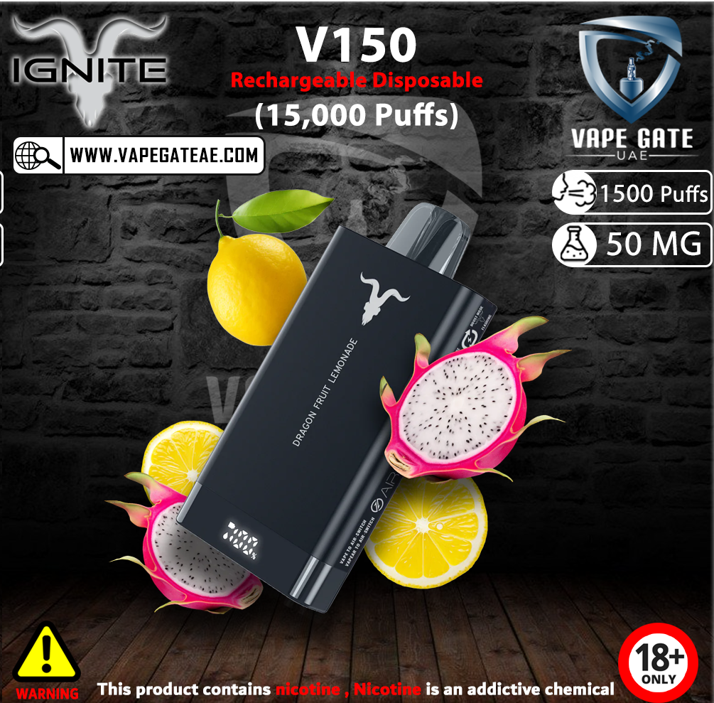 IGNITE - V150 Rechargeable Disposable Vape (15,000 Puffs) vape delivery ajman