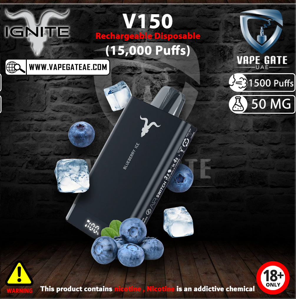 IGNITE - V150 Rechargeable Disposable Vape (15,000 Puffs) vape umm aL quawain