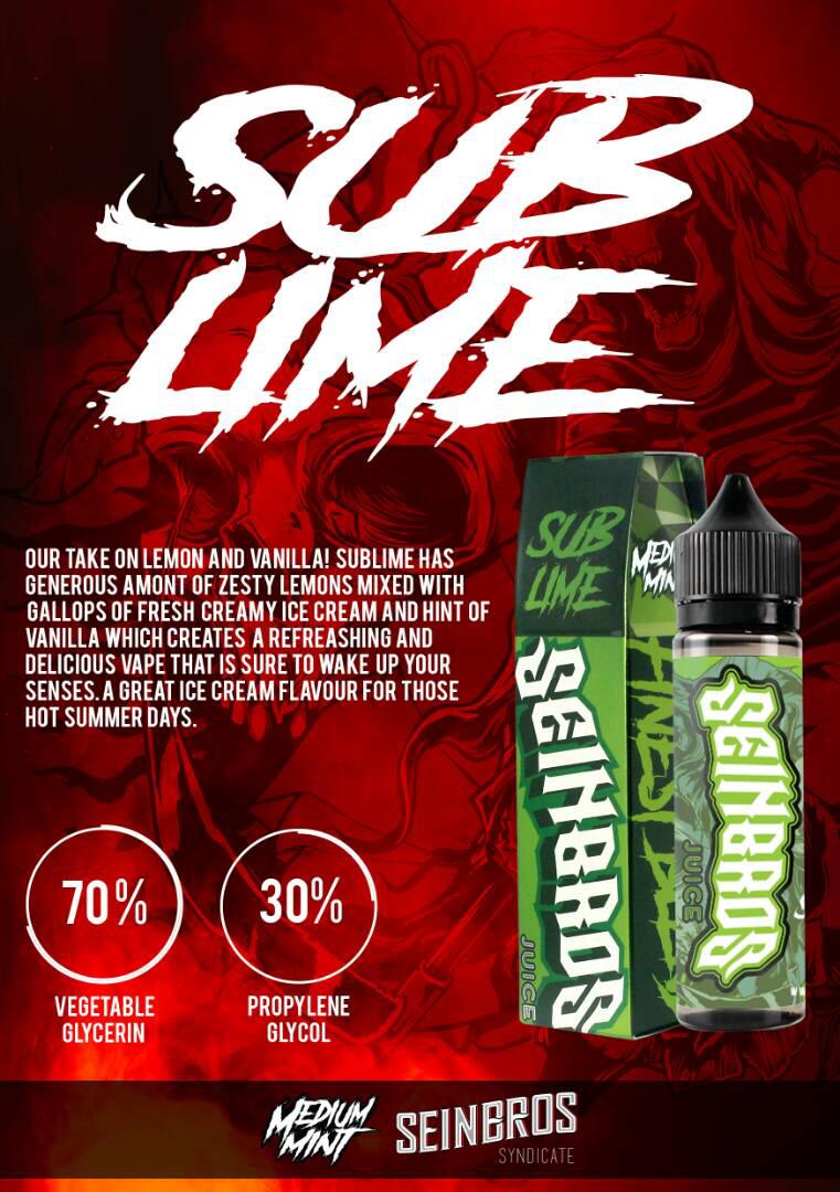 Sub Lime 60ml E Liquid 0mg Nicotine by Seinbros