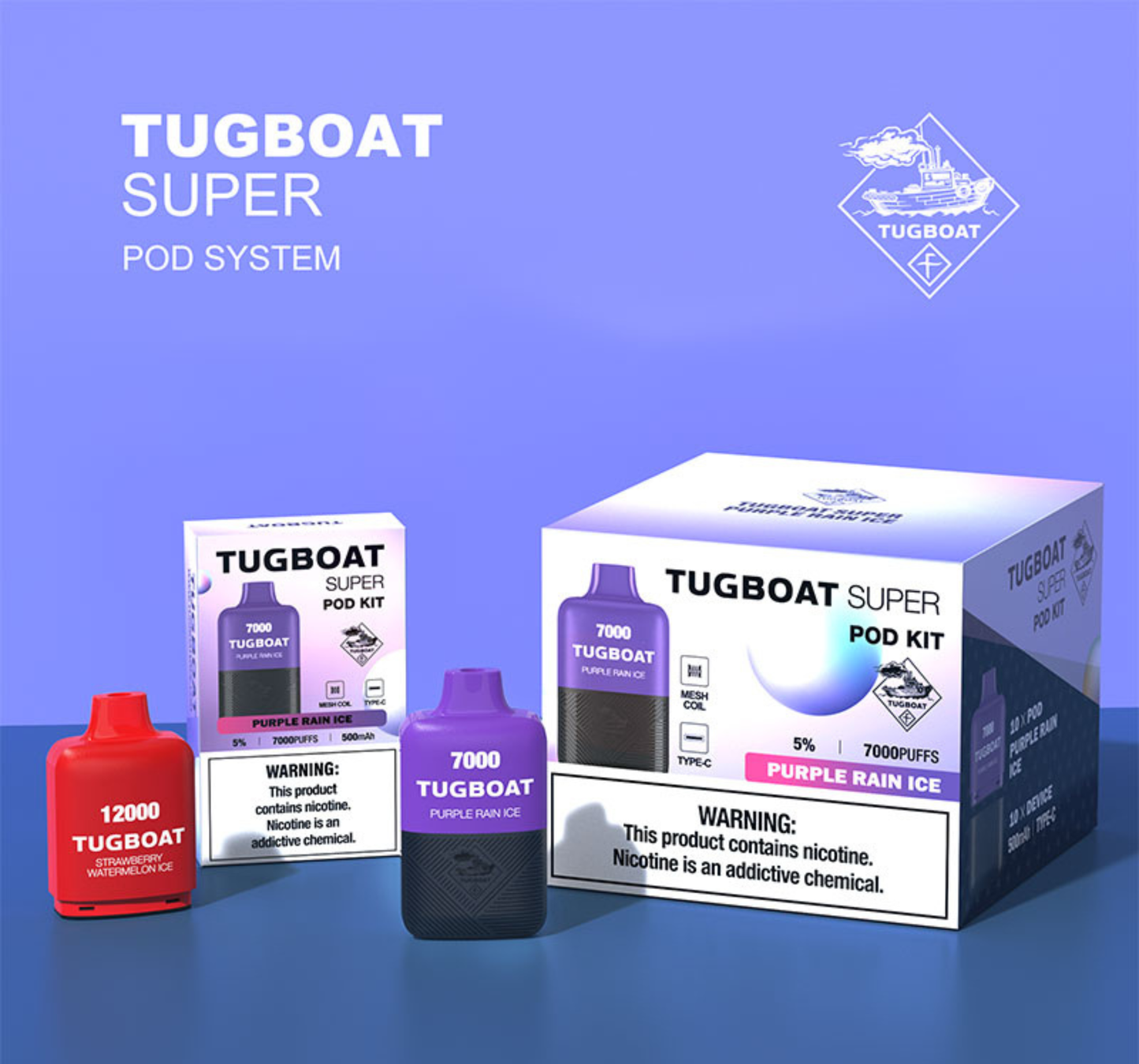 TUGBOAT - SUPER Pod Kit Disposable Vape (7000 Puffs) ABU DHABI DUBAI AL AIN RUWAIS SHARJAH KSA