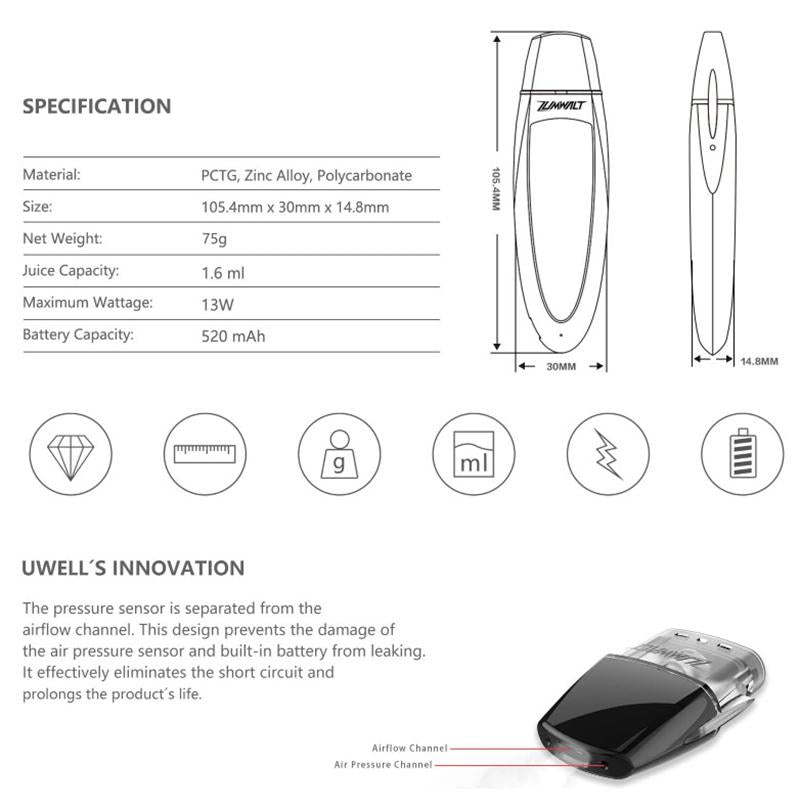 Uwell Zumwalt Pod System 13W 520mAh Dubai UAE-saudi arabia-abu dhabi