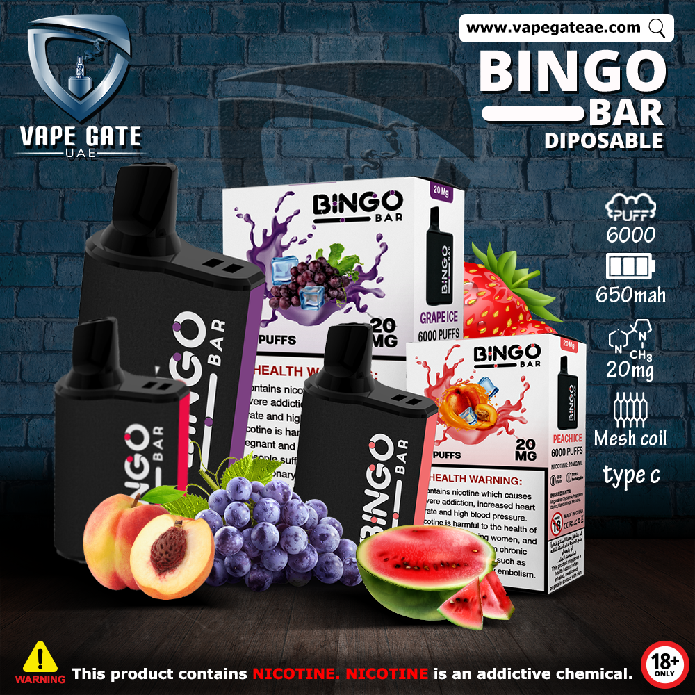 BINGO BAR DISPOSABLE VAPE (6000 PUFFS) ABU DHABI DUBAI AL AIN KSA