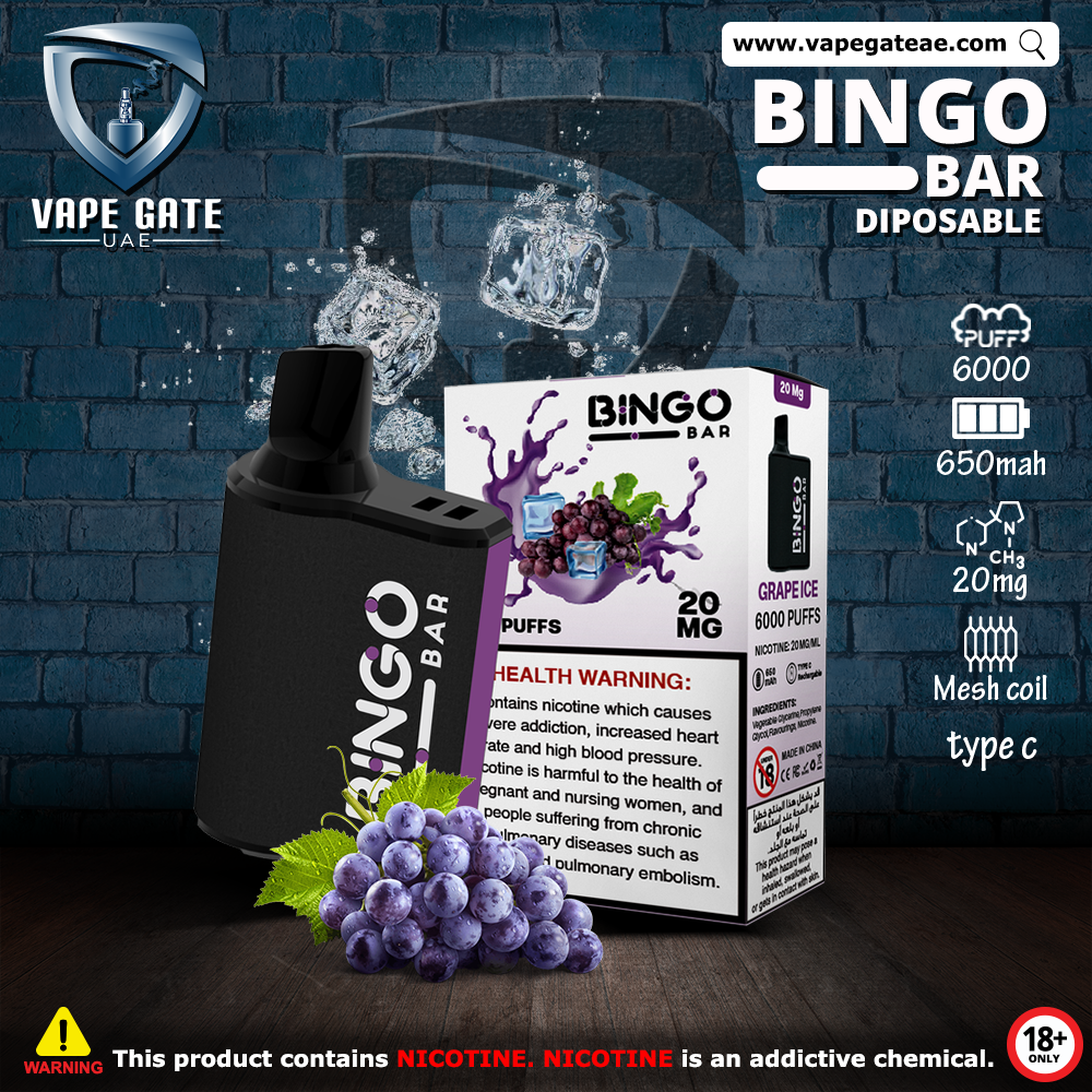 BINGO BAR DISPOSABLE VAPE (6000 PUFFS) ABU DHABI DUBAI AL AIN KSA