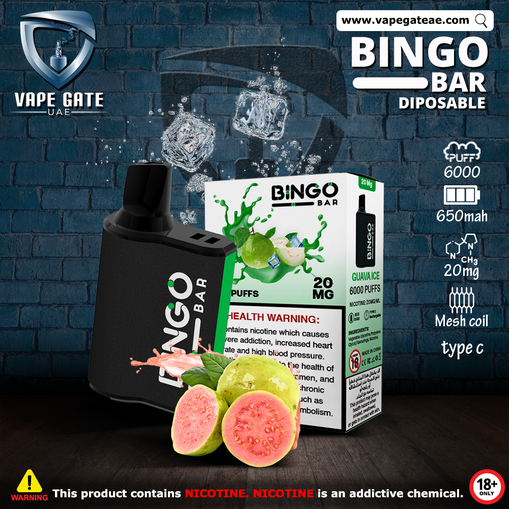 BINGO BAR DISPOSABLE VAPE (6000 PUFFS) ABU DHABI DUBAI AL AIN KSA