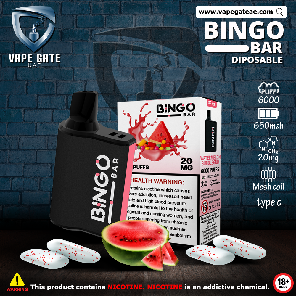 BINGO BAR DISPOSABLE VAPE (6000 PUFFS) ABU DHABI DUBAI AL AIN KSA