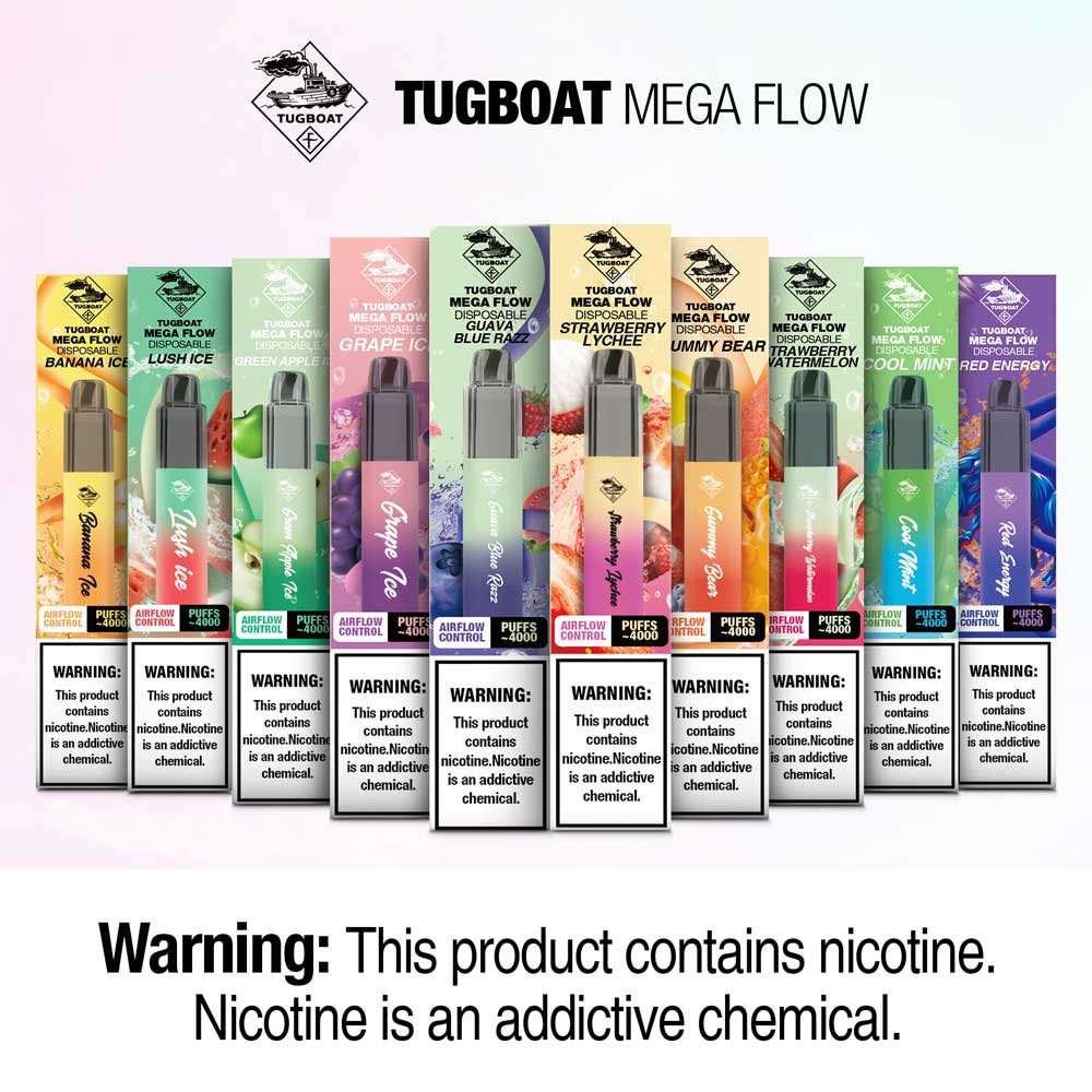 TUGBOAT MEGA FLOW VAPE DISPOSABLE PODS (4000 Puffs) - AVALIBLE IN UAE ABU DHABI DUBAI KSA 